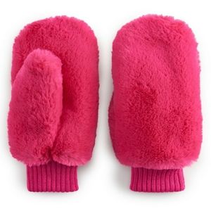 NWT Women's SO Faux Fur Mittens - Pink